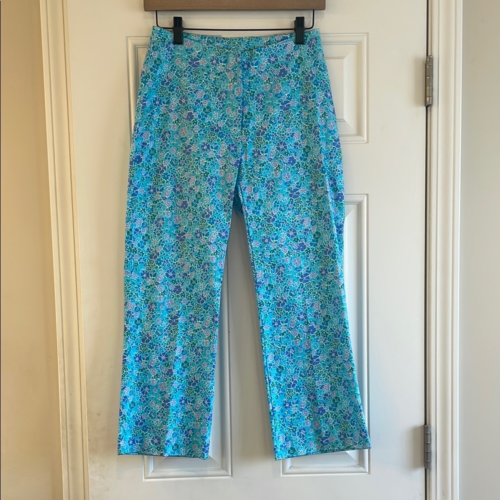 Floral Blue Cropped Pants Sz 2/4
